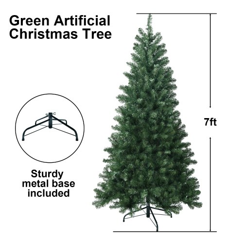 7FT Künstlicher Weihnachtsbaum 1064 Zweigspitzen PVC Weihnachtsdekoration Weihnachtsbaum mit stabilem Metallständer für Zuhause/Büro/Party KEIN Licht