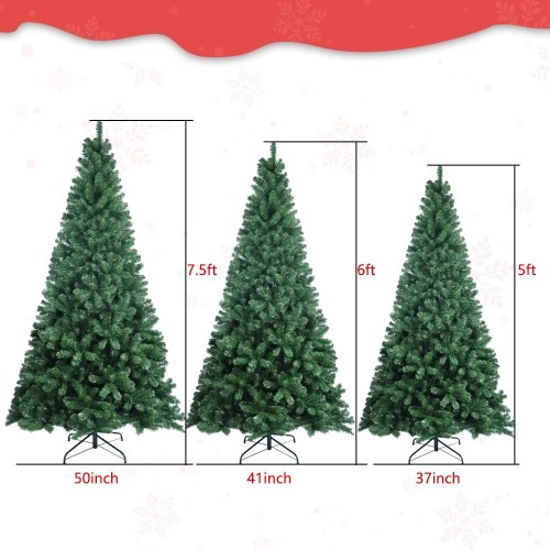 

6FT Artificial Christmas Tree 820 Branch Tips PVC Holiday Decoration halloween Xmas Tree with Sturdy Metal Stand quick flash Auto-Spread/Close up