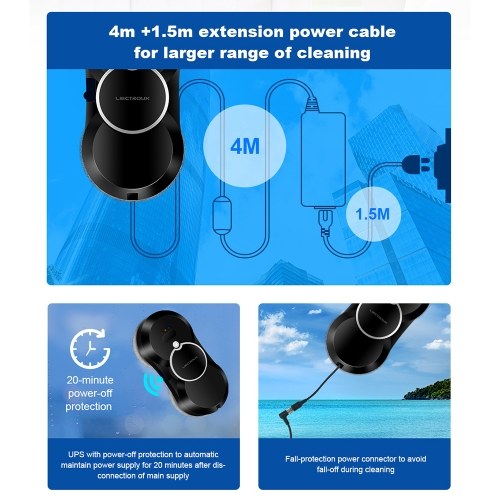 

LIECTROUX Window Cleaning Robot Automatic Smart Glass Cleaner with Automatic Water Spray for Indoor Outdoor Interior Exterior Glass with Remote Control