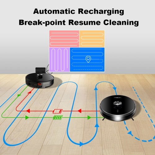 Liectroux X6 Robot Vacuum Cleaner, 6500Pa Suction, LDS Laser Navigation, 235ml Water Tank, 400ml Dustbin, 5 Maps Saved, 2600mAh Battery, App/Voice Control 