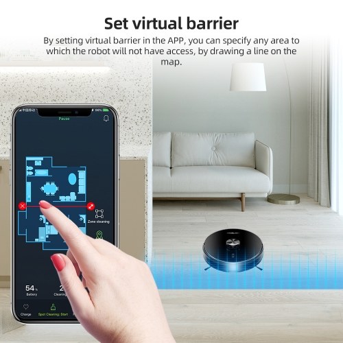 Liectroux X6 Robot Vacuum Cleaner, 6500Pa Suction, LDS Laser Navigation, 235ml Water Tank, 400ml Dustbin, 5 Maps Saved, 2600mAh Battery, App/Voice Control 