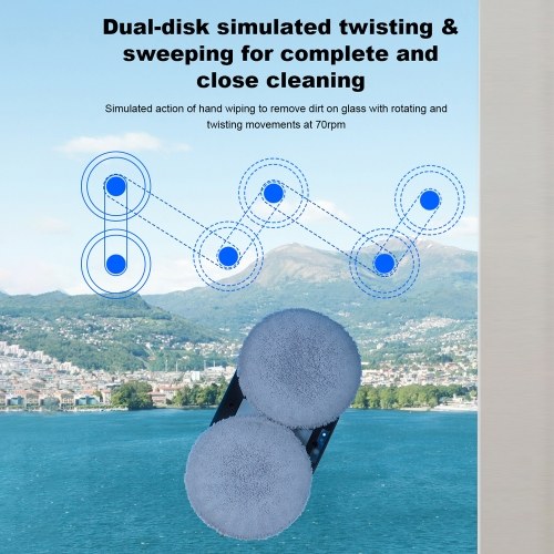 Liectroux YW610 Robot Window Vacuum Cleaner, Single Water Spray, 2800Pa Suction, 30ml Water Tank, Border Detection, Remote Control, 20min Power Failure Protection 
