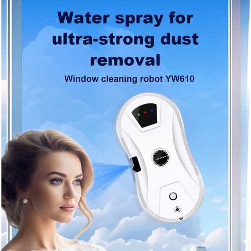Liectroux YW610 Robot Window Vacuum Cleaner, Single Water Spray, 2800Pa Suction, 30ml Water Tank, Border Detection, Remote Control, 20min Power Failure Protection 