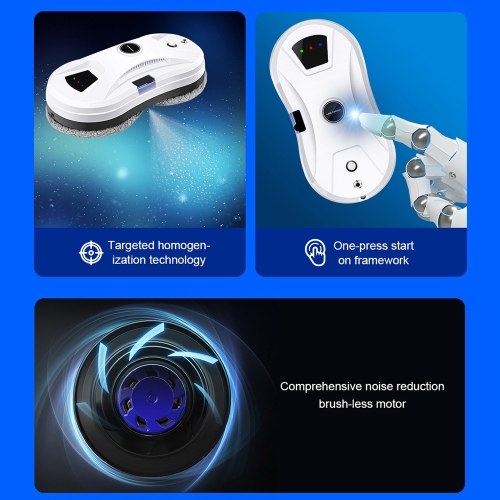 Liectroux YW610 Robot Window Vacuum Cleaner, Single Water Spray, 2800Pa Suction, 30ml Water Tank, Border Detection, Remote Control, 20min Power Failure Protection 