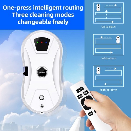 Liectroux YW610 Robot Window Vacuum Cleaner, Single Water Spray, 2800Pa Suction, 30ml Water Tank, Border Detection, Remote Control, 20min Power Failure Protection 