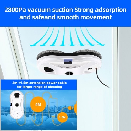 Liectroux YW610 Robot Window Vacuum Cleaner, Single Water Spray, 2800Pa Suction, 30ml Water Tank, Border Detection, Remote Control, 20min Power Failure Protection 