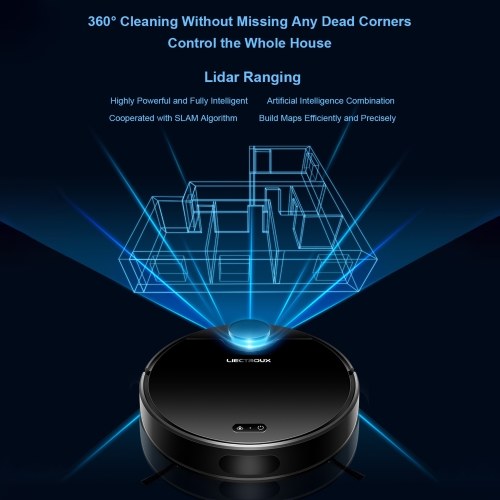 

LIECTROUX ZK901 Автоматический робот-пылесос 6500Pa Сильное всасывание Lidar Navigation APP Дистанционное управление Smart Voice Control Влажная уборка Совместимость с Alexa Google Assistant