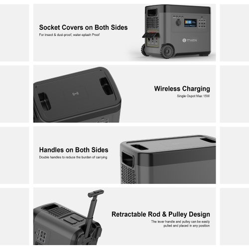 

TTWEN 2000W Portable Power Station, 2160Wh LifePo4 Solar Generator, 15W Wireless Charging, 14 Outlets, 65 Mins AC Fast Charging, for Balcony Solar System, Camping, RV Trip, Outdoor Party, Home Use