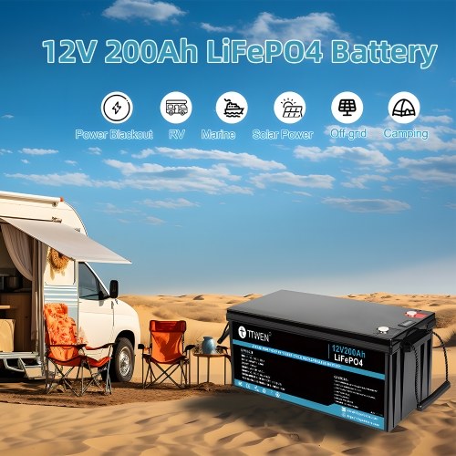 

TTWEN 12V 200Ah LiFePO4 Lithium Battery Pack Backup Power, 2560Wh Energy, 46.29lb light weight, Support in Series/Parallel, 4000+ Deep Cycles, Built-in 100A BMS,Perfect for Replacing Most of Backup Power, RV, Boats, Solar, Trolling motor, Off-Grid