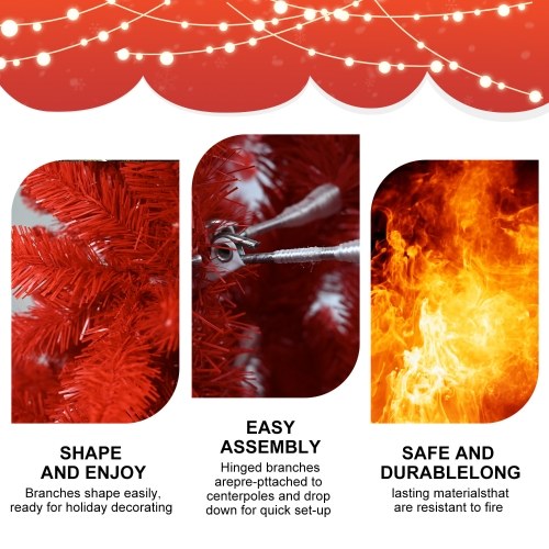 6FT Artificial Christmas Tree PVC Holiday Decoration Xmas Tree with Sturdy Metal Stand and 860 Branch Tips for Home / Office / Party NO Light