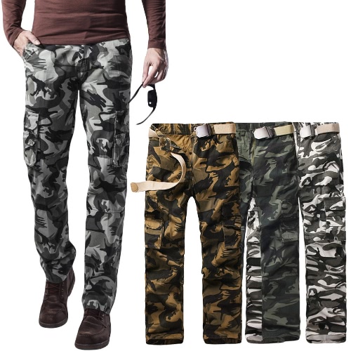 

New Men Cargo Trousers Camouflage Multi-Pockets Camping Work Military Style Outdoor Casual Pants
