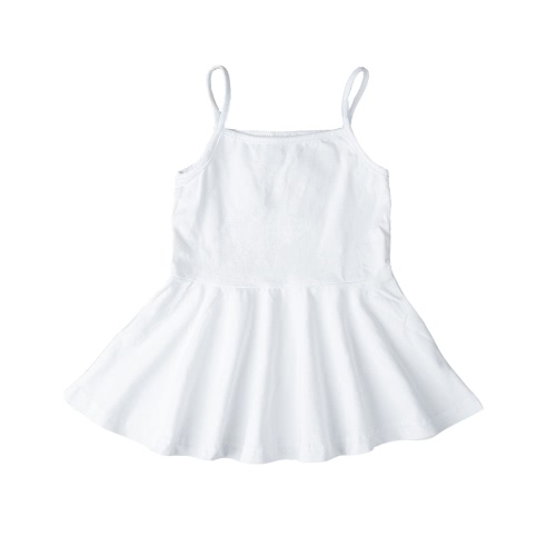 Été Mignon Bébé Filles Mini Robe Solide Couleur Spaghetti Strap Carré Robe Princesse A-Line