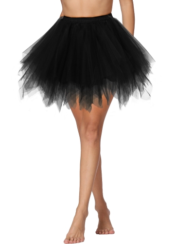 

Women 1950s Vintage Tutu Petticoat Ballet Bubble Tulle Skirt Layered Mini Underskirt
