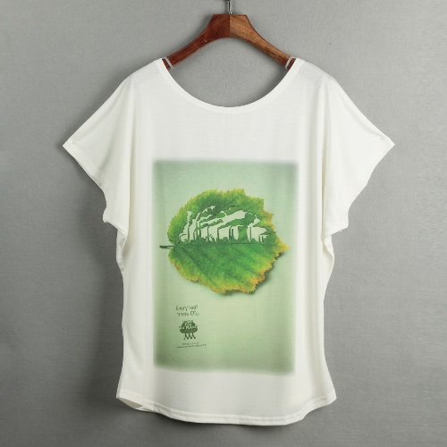 

New Women T-shirt Special Print O-Neck Short Batwing Sleeves Pullover Loose Casual Plus Size Blouse Top