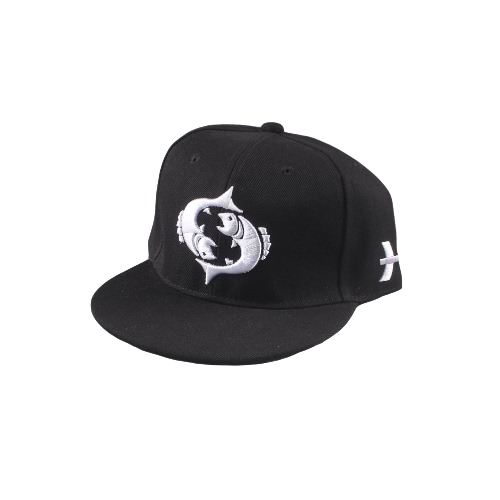 

Hip-Pop Cartoon Pattern Embroidery Eyes Snap Back Black Baseball Cap