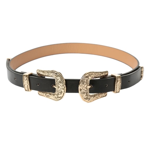 

Double Metal Buckle Leather Waist Belt