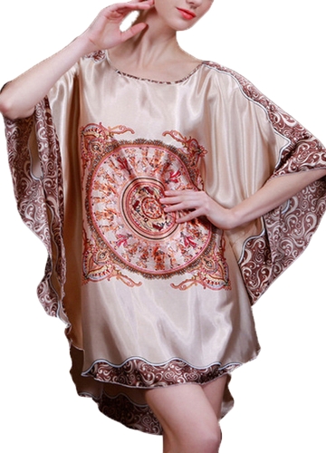 

Женщины Версия для печати Версия для печати Batwing Sleeve Nightgown Round Neck Silk Satin