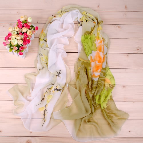 

Women Chiffon Scarf Shawl Bird Floral Print Vintage Soft Scarf Long Scarves Thin Pashmina