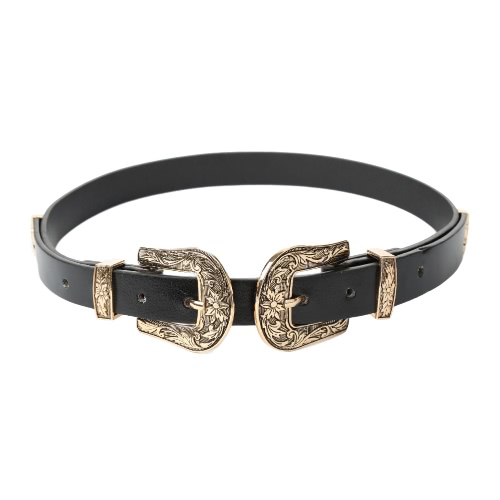 

Double Metal Buckle Leather Waist Belt