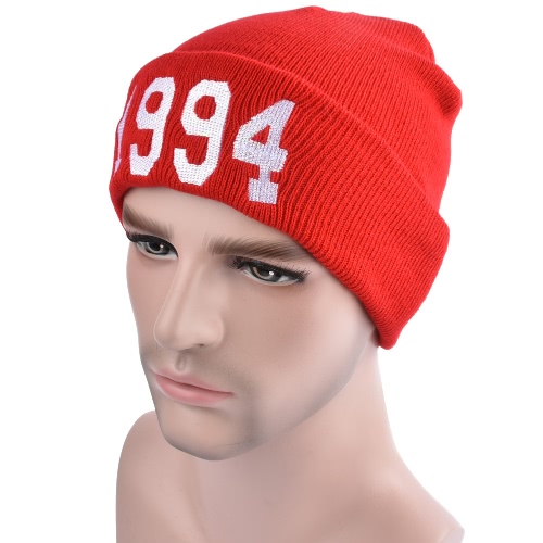 Unisex Women Men Knitted Hat Contrast Letters Ribbed Slouchy Baggy Hip Hop Cool Warm Winter Kullies Beanies