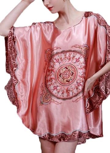 

Женщины Версия для печати Версия для печати Batwing Sleeve Nightgown Round Neck Silk Satin