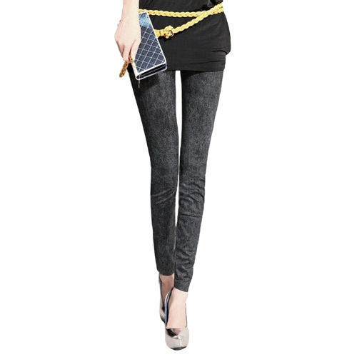 

Женские поножи Faux Denim Jeans Печатные тощие брюки Casual Tights Stretch Slim Pencil Pants