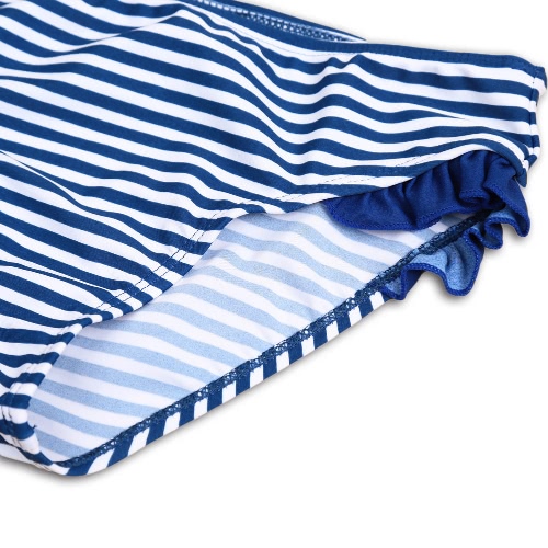 

Summer Kid Girls Beach Striped Swimsuit Sunshine Backless High Elastic Children Two Piece Set Swimwear Blue/Green