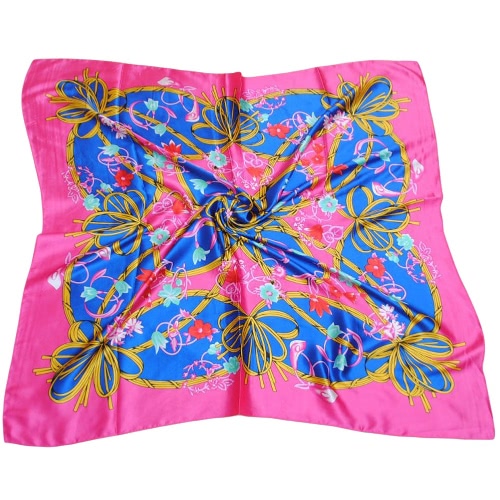 New Women Kerchief Square Scarf Contrast Print Elegant Thin Shawl Stain Scarves