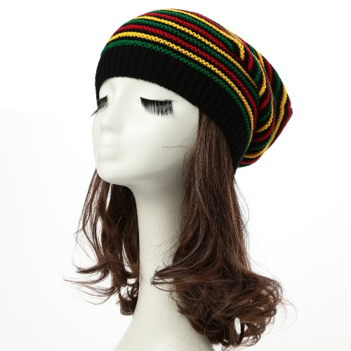 Новые Женщины Мужчины Трикотажные Beanie Hat Contrast нашивки сращивания ребристые Брим Подогреть Танцевальное Cap Headwear