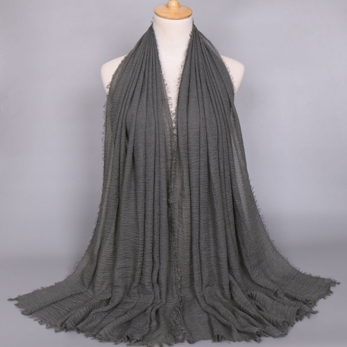 

Мода женщин Hijab Bubble Plain Long Scarf Crimp Frayed Edge Muffler Pashmina Muslim Shawls