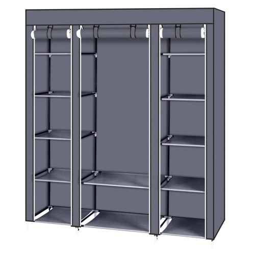 Organisateur de rangement de garde-robe de placard de vêtements portatifs de 69 po avec le tissu non-tissé rapide et facile à assembler gris Extra fort et Durable