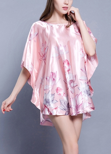 

Женщины Версия для печати Версия для печати Batwing Sleeve Nightgown Round Neck Silk Satin