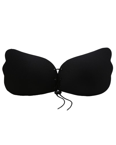 

Women Silicone Adhesive Invisible Bra Push Up Strapless Backless Wing Bralette Stick Gel Wedding Dress Black/Beige