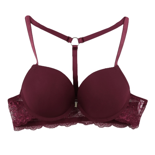 

Sexy Front Closure Y-line Straps Back Lace Padded Push up Seamless Bra