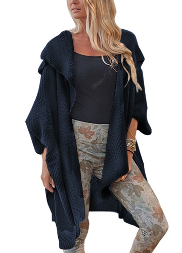 

Women Loose Sweater Cardigan Open Front Batwing Sleeve Solid Split Knitted Outerwear