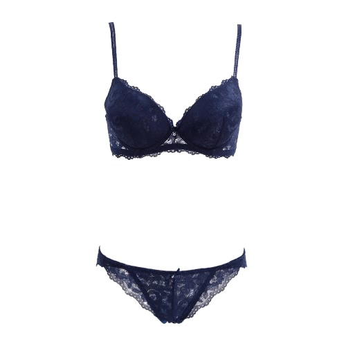 

New Sexy Women Bra Set Lace Embroidery Push Up Underwire 3/4 Cup Panties Briefs Underwear Lingerie Set