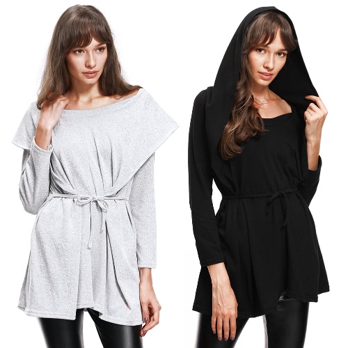

Women Hoodies Sweatshirt Casual Outerwear Hoody Loose Long Sleeve Hooded Pullover Top Black/Grey