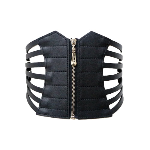 

Сексуальный кожаный пояс корсетной кожи Кожаный вырез Zip Elastic Cincher Wide Waistband Waist Strap Black