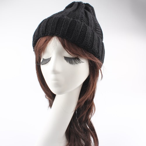 

Winter Warm Hat Unisex Women Men Knitted Beanie Solid Color Ribbed Knit Cap