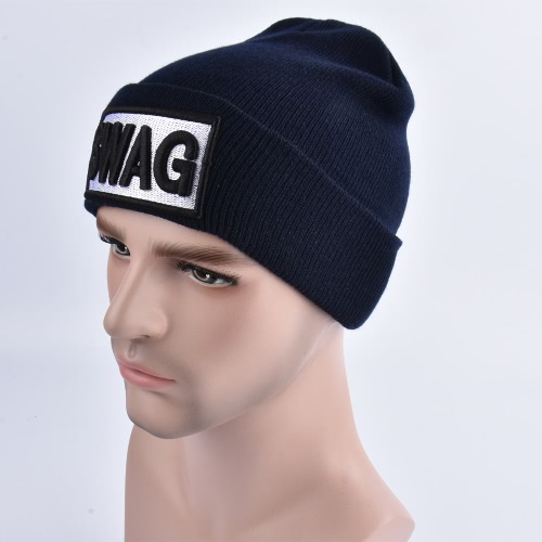 Unisex Hombres Mujeres Gorros Sombrero hecho punto SWAG Letra Skullies Baggy Hip Pop Bonnet Caps