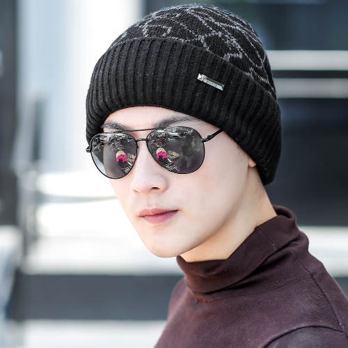 Men Knitted Beanies Hat Dome Ribbed Autumn Winter Cap Warm Skullies Street Hat Headwear