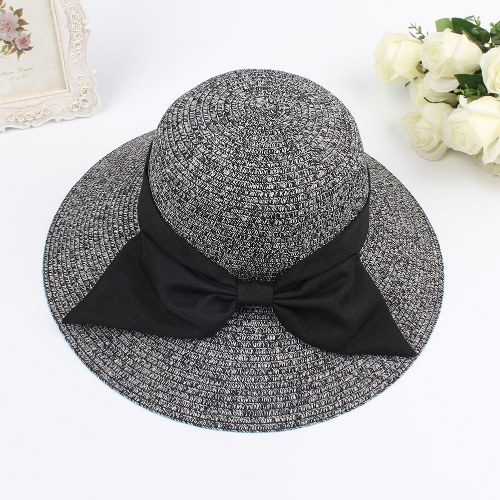 

Fashion Women Sun Hat Big Bow Wide Brim Foldable Straw Hat Summer Beach Sun Protection Hat Cap
