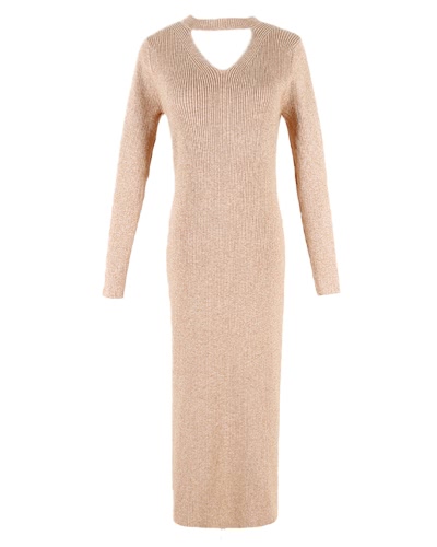 

New Women Knit Dress Runway Dress Sweater Slim Ribbed Stretchy Hollow Out Long Bodycon Brief Dress Beige/Black/Burgundy