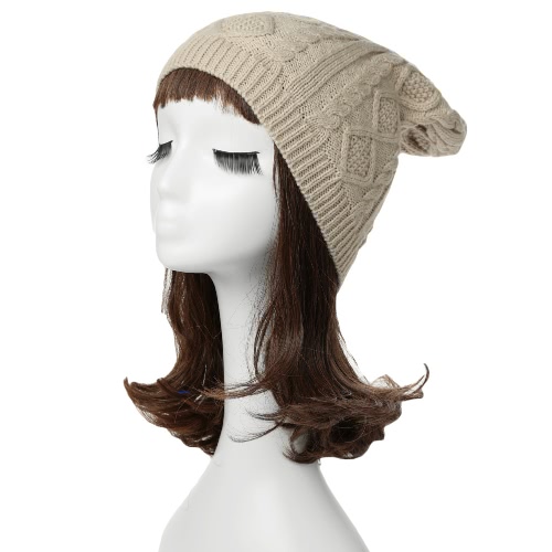 Nova Moda Unissex Mulheres Homens malha Beanie cor sólida com nervuras Design Chapéu Slouchy