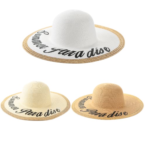 

Женщины Соломенная шляпка Широкий Большой Брим Summer Beach Boho Cap печати Floppy Hat Белый / Бежевый / Коричневый