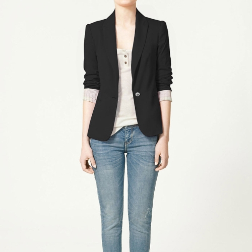 

2012 Stylish Women Blazer Jacket Coat Tunic Casual Suit Foldable Sleeve