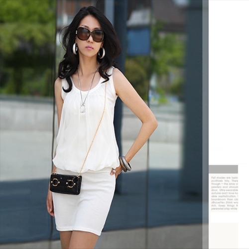 Women's Dress Round Neck Chiffon Sleeveless