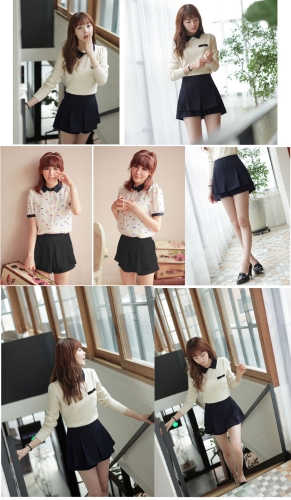 

Fashion Women Lady Pleated Divided Skirt Mini OL Tiered Summer Shorts Culottes Pantskirt Black
