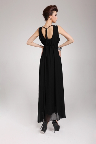 

2013 New Summer Bohemian Beach Women's Dress Chiffon Split Halter Backless Long Maxi Dress Party Evening Black