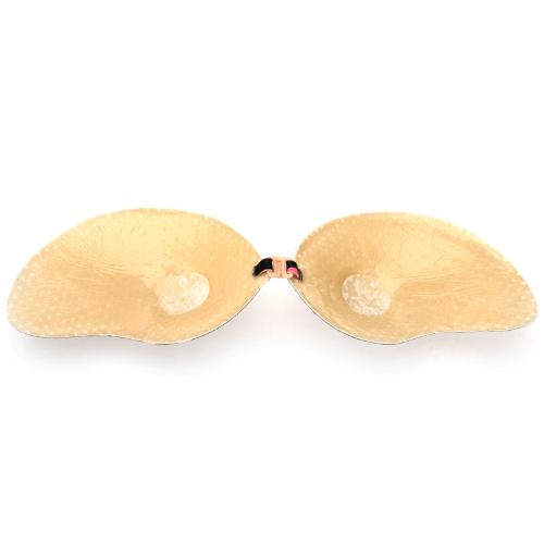 

Sexy Magic Strapless Mango-shape Bra Push-up Lift Front-closure Silicone Bust Self-adhesive Backless Invisible Black with Pink Dot